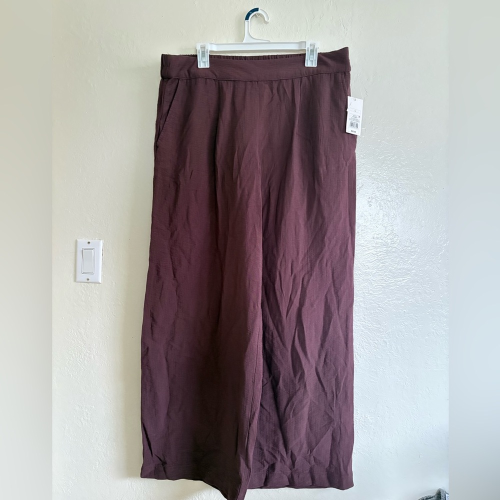 NWT a new day Brown Wide Leg Linen Style Pants Size Large